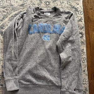 Champion Gray Crewneck Sweater with Blue Carolina Logo